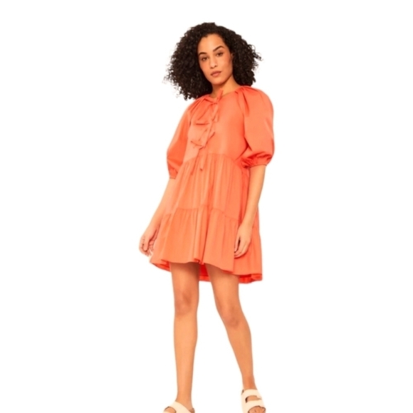 NWT Cinq a Sept Neon Coral Lynn Dress - Picture 1 of 7